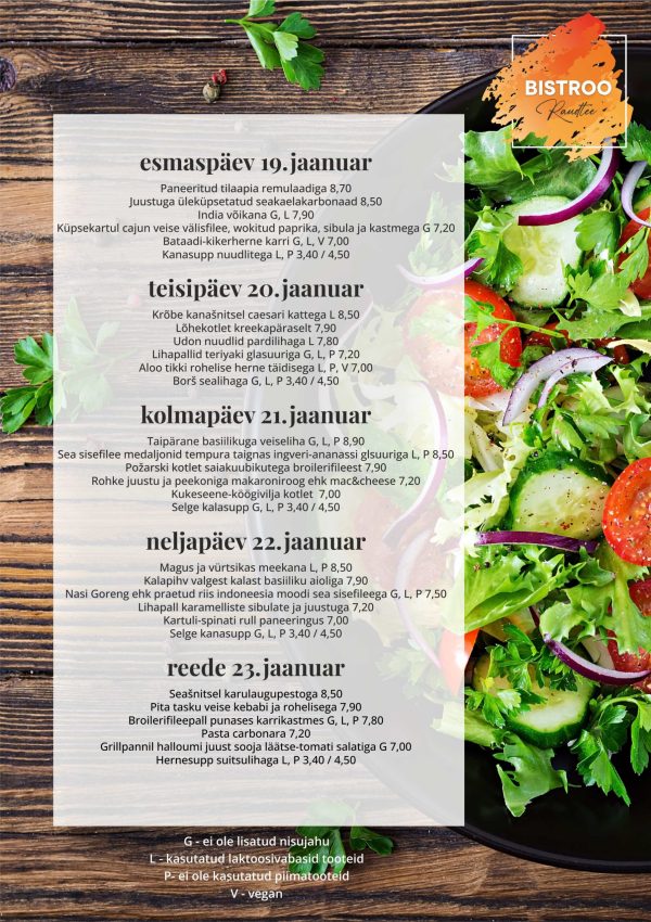 Raudtee Kohviku menüü 04