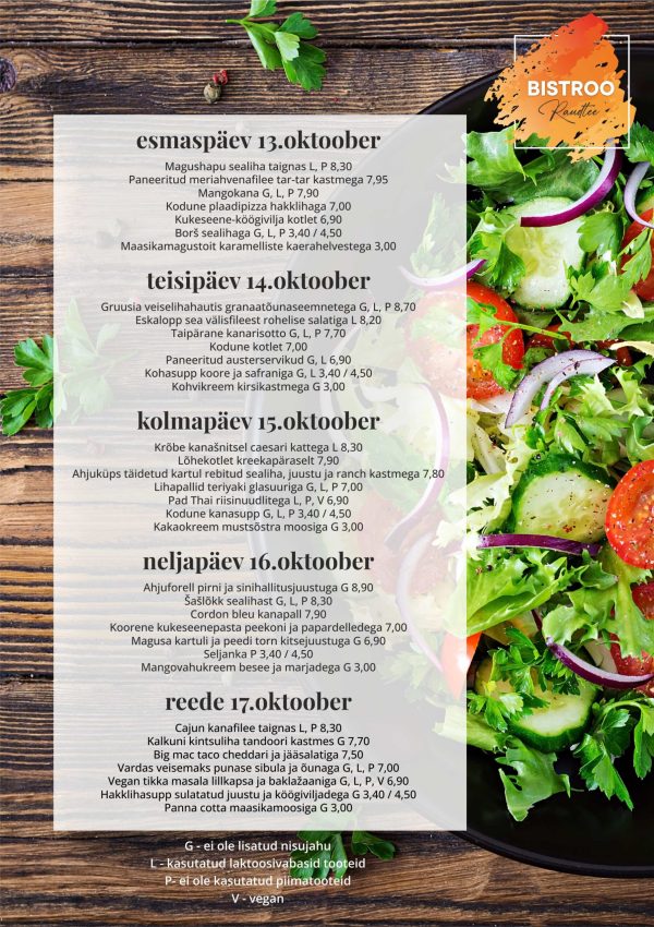 Raudtee Kohviku menüü 42